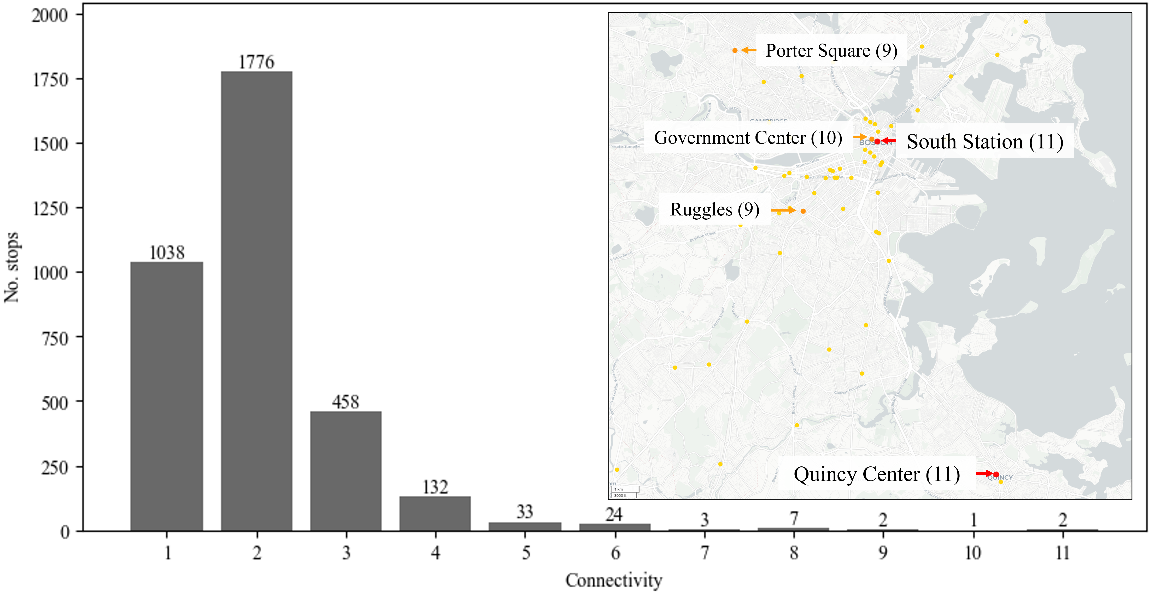 Connectivity degree distribution